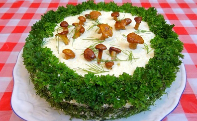 Закусочный торт "Грибная полянка"